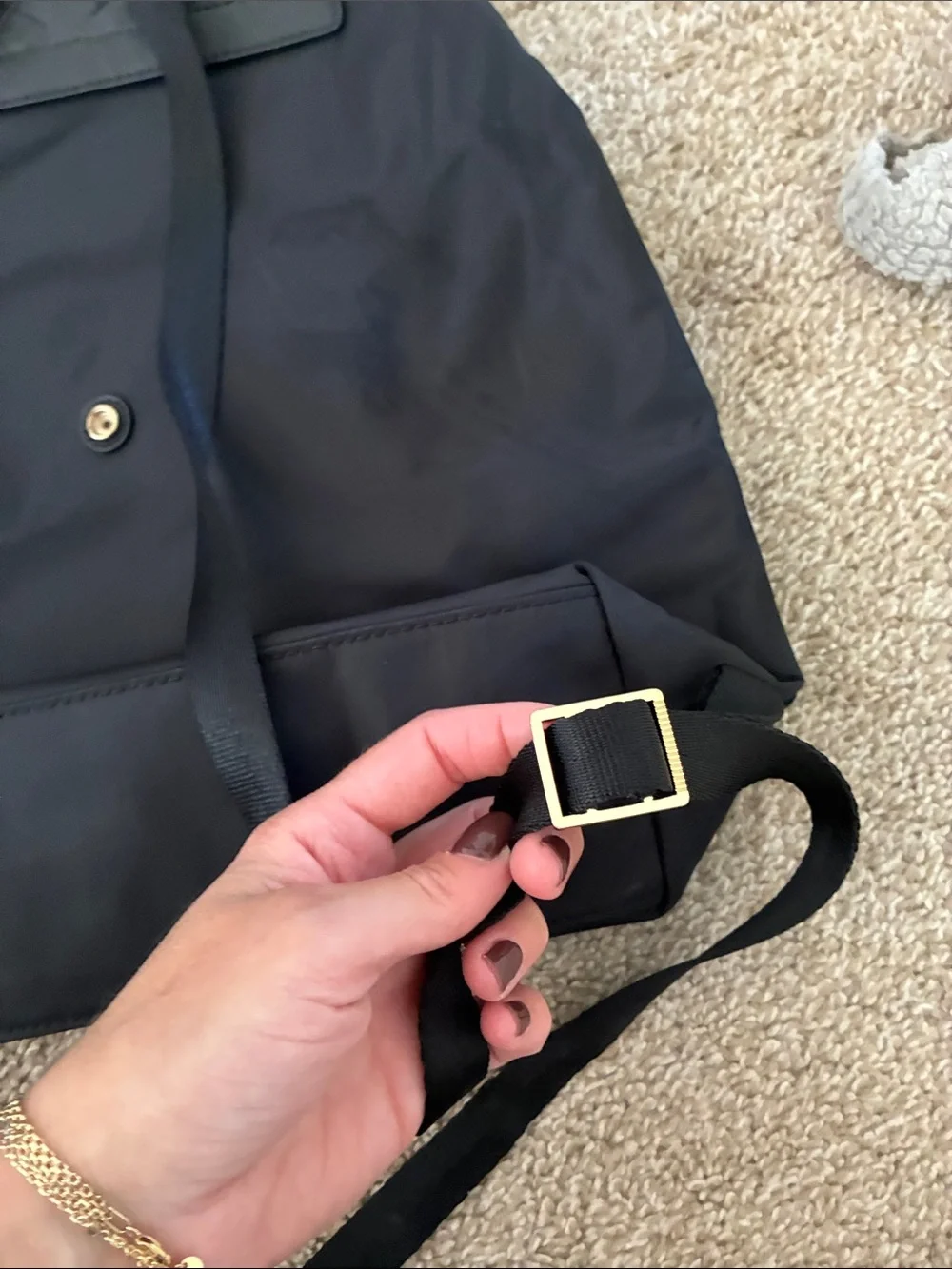 Tory Burch Black Nylon Logo Flap Backpack